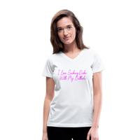 Load image into Gallery viewer, &quot;I Love Sucking Dicks With My Butthole&quot; Women&#39;s V-Neck T-Shirt - white
