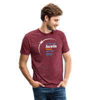 Load image into Gallery viewer, Austin Eclipse 2024: A Celestial Spectacle Unisex Tri-Blend T-Shirt - heather cranberry
