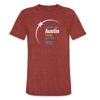 Load image into Gallery viewer, Austin Eclipse 2024: A Celestial Spectacle Unisex Tri-Blend T-Shirt - heather cranberry
