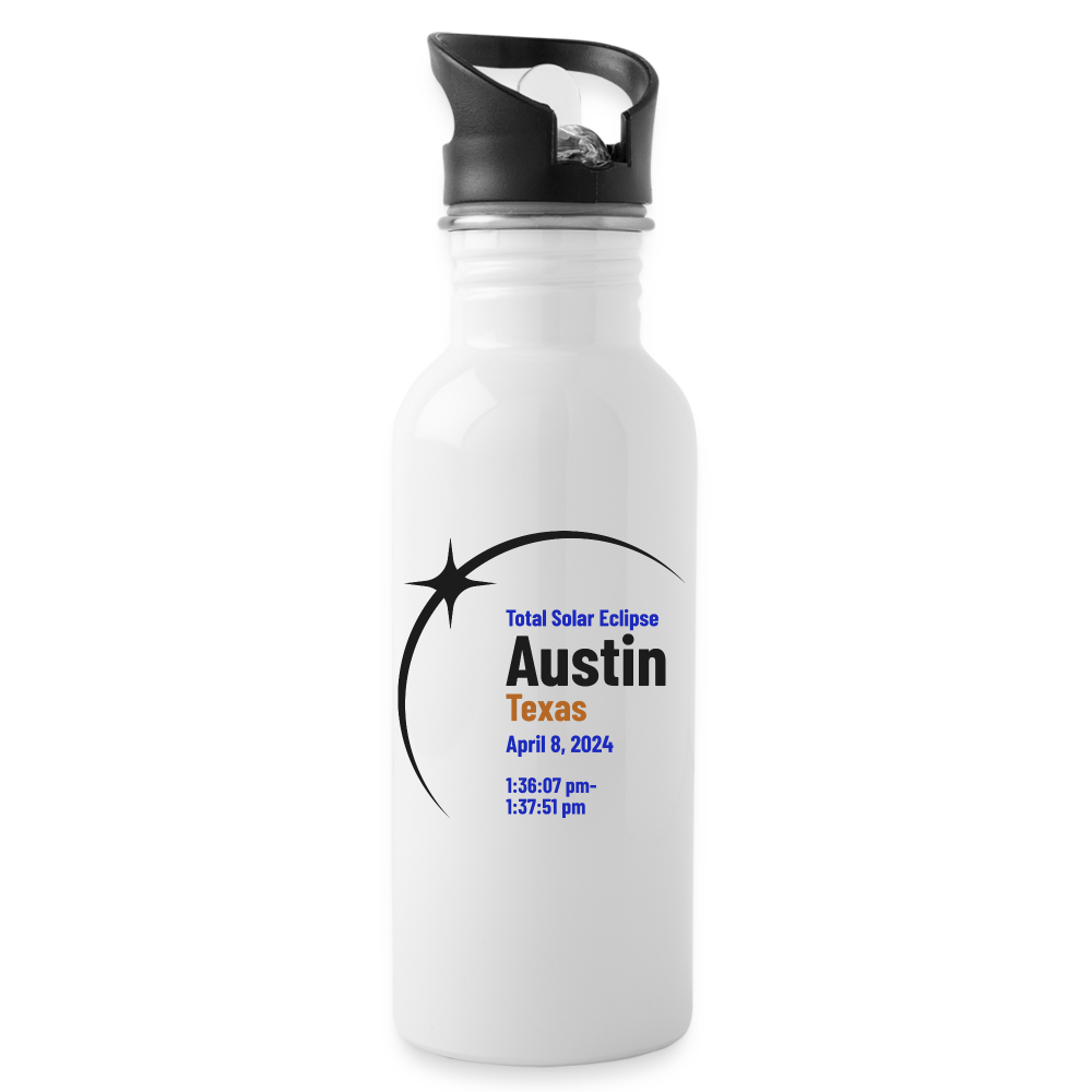Austin Eclipse 2024: Twilight Stainless Steel Water Bottle - white