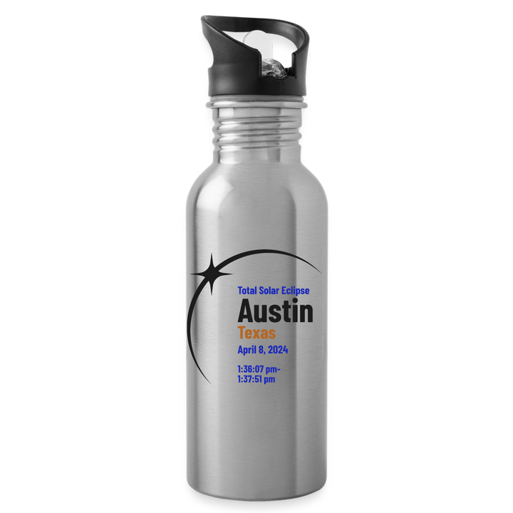 Austin Eclipse 2024: Twilight Stainless Steel Water Bottle - silver