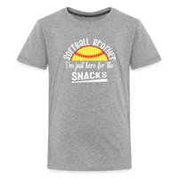 Load image into Gallery viewer, “Softball Brother I’m Just Here for the Snacks”-Kids&#39; Premium T-Shirt - heather gray

