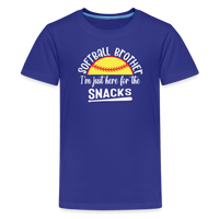 Load image into Gallery viewer, “Softball Brother I’m Just Here for the Snacks”-Kids&#39; Premium T-Shirt - royal blue
