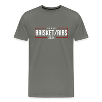 Load image into Gallery viewer, Brisket/Ribs 2024: A Culinary Campaign for the Ultimate Barbecue Unity Premium T-Shirt - asphalt gray
