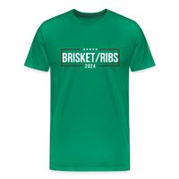 Load image into Gallery viewer, Brisket/Ribs 2024: A Culinary Campaign for the Ultimate Barbecue Unity Premium T-Shirt - kelly green

