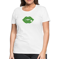 Load image into Gallery viewer, “Checkered Lips- St. Patty’s”-Women’s Premium T-Shirt - white
