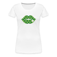 Load image into Gallery viewer, “Checkered Lips- St. Patty’s”-Women’s Premium T-Shirt - white
