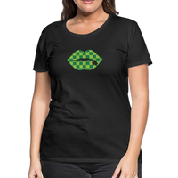 Load image into Gallery viewer, “Checkered Lips- St. Patty’s”-Women’s Premium T-Shirt - black
