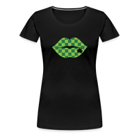 Load image into Gallery viewer, “Checkered Lips- St. Patty’s”-Women’s Premium T-Shirt - black
