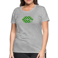 Load image into Gallery viewer, “Checkered Lips- St. Patty’s”-Women’s Premium T-Shirt - heather gray
