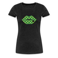 Load image into Gallery viewer, “Checkered Lips- St. Patty’s”-Women’s Premium T-Shirt - charcoal grey
