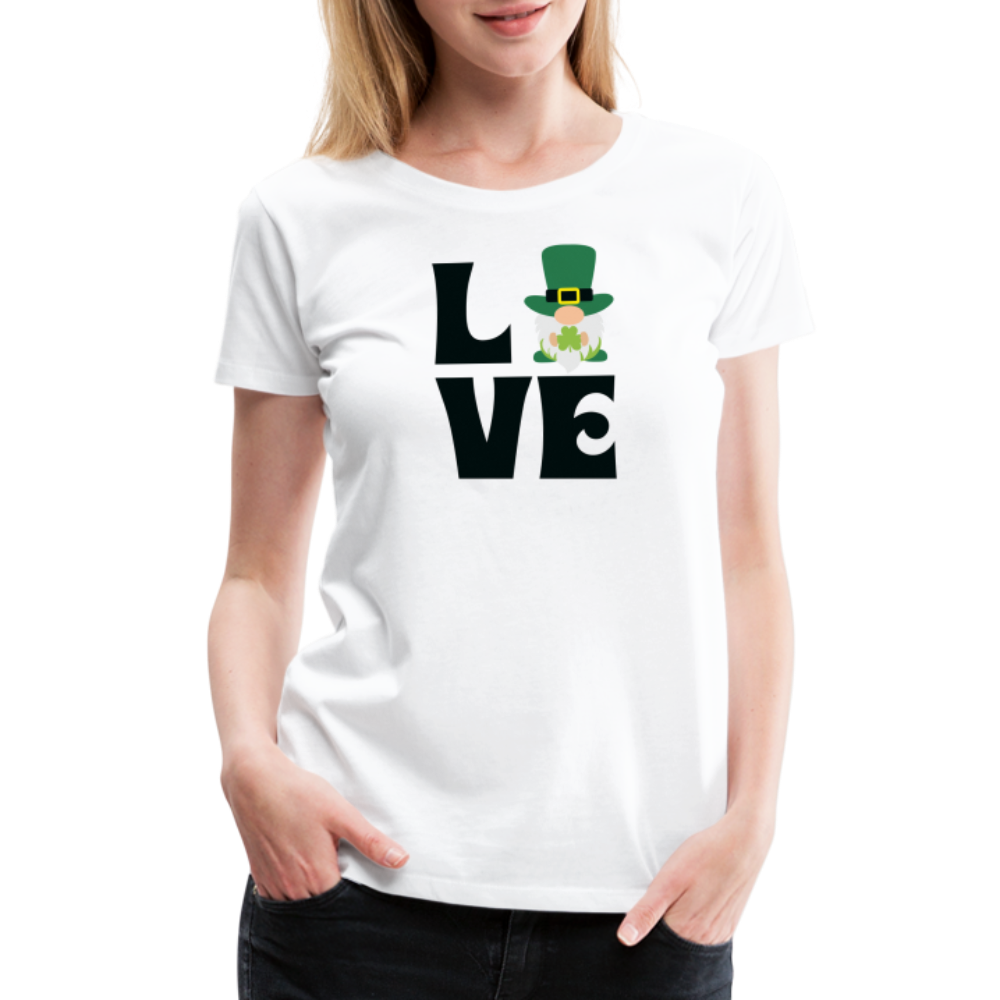 “Love Gnome- St. Patrick’s Day”-Women’s Premium T-Shirt - white