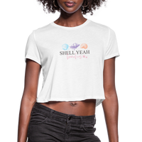 “Shell Yeah Beaches-Cropped T-Shirt”-Women's Cropped T-Shirt - white