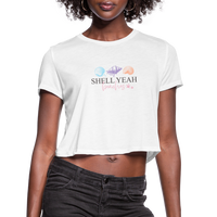 Load image into Gallery viewer, “Shell Yeah Beaches-Cropped T-Shirt”-Women&#39;s Cropped T-Shirt - white
