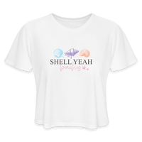 Load image into Gallery viewer, “Shell Yeah Beaches-Cropped T-Shirt”-Women&#39;s Cropped T-Shirt - white
