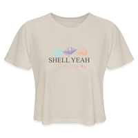 Load image into Gallery viewer, “Shell Yeah Beaches-Cropped T-Shirt”-Women&#39;s Cropped T-Shirt - dust
