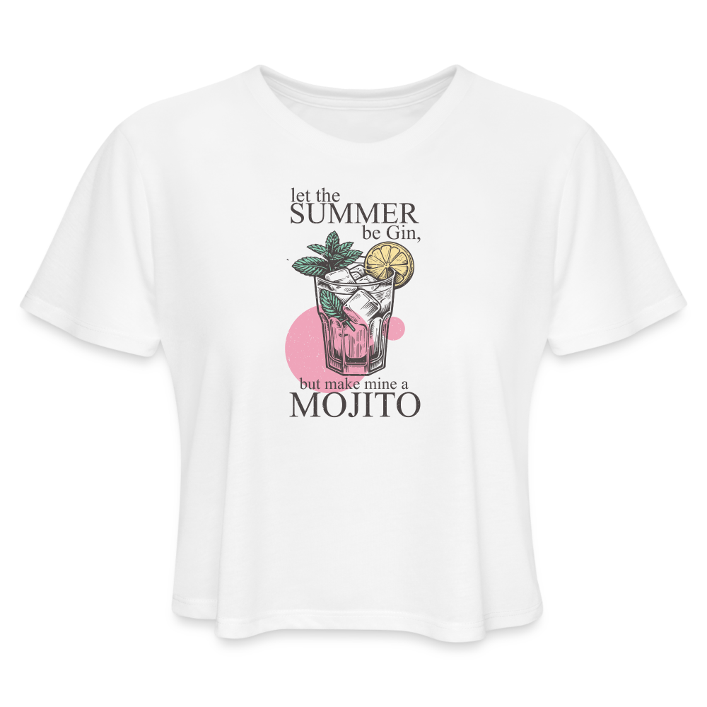 “Let the Summer be GIN, but Make Mine a Mojito”-Women's Cropped T-Shirt - white