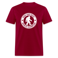 Load image into Gallery viewer, Bigfoot Hide &amp; Seek Champ: Humorous Cryptozoology Legend Tee - dark red
