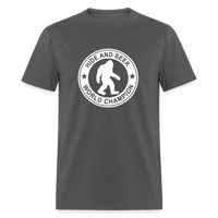 Load image into Gallery viewer, Bigfoot Hide &amp; Seek Champ: Humorous Cryptozoology Legend Tee - charcoal
