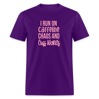 Load image into Gallery viewer, Caffeine, Chaos &amp; Cuss Words: Bold &amp; Cheeky Daily Grind Tee - purple
