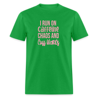 Load image into Gallery viewer, Caffeine, Chaos &amp; Cuss Words: Bold &amp; Cheeky Daily Grind Tee - bright green
