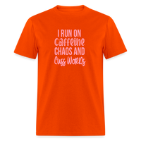 Load image into Gallery viewer, Caffeine, Chaos &amp; Cuss Words: Bold &amp; Cheeky Daily Grind Tee - orange
