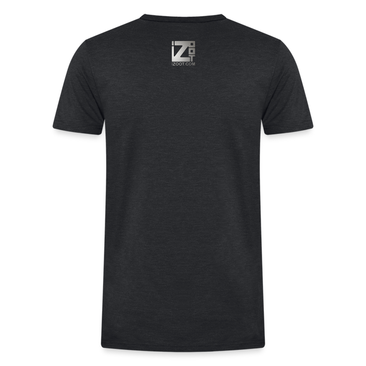 Kaleidoscope Green Leaf: Organic Tri-Blend Multicolor Cannabis Tee - heather black