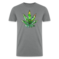 Load image into Gallery viewer, Kaleidoscope Green Leaf: Organic Tri-Blend Multicolor Cannabis Tee - heather gray
