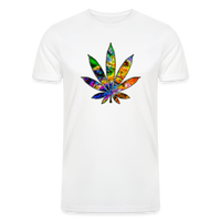 Load image into Gallery viewer, Kaleidoscope Rainbow Leaf: Organic Tri-Blend Multicolor Cannabis Tee - white
