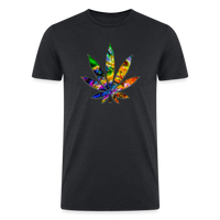 Load image into Gallery viewer, Kaleidoscope Rainbow Leaf: Organic Tri-Blend Multicolor Cannabis Tee - heather black
