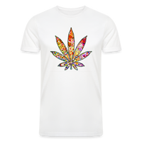 Load image into Gallery viewer, Kaleidoscope Red Leaf: Organic Tri-Blend Multicolor Cannabis Tee - white

