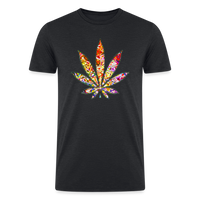 Load image into Gallery viewer, Kaleidoscope Red Leaf: Organic Tri-Blend Multicolor Cannabis Tee - heather black
