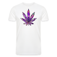 Load image into Gallery viewer, Kaleidoscope Purple Leaf: Organic Tri-Blend Multicolor Cannabis Tee - white
