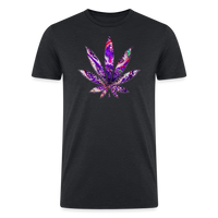Load image into Gallery viewer, Kaleidoscope Purple Leaf: Organic Tri-Blend Multicolor Cannabis Tee - heather black
