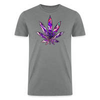 Load image into Gallery viewer, Kaleidoscope Purple Leaf: Organic Tri-Blend Multicolor Cannabis Tee - heather gray
