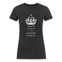 Load image into Gallery viewer, Tranquil High: Keep Calm and Smoke Ganja Tee by iZoot.com (Women&#39;s Fit) - heather black

