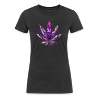 Load image into Gallery viewer, Kaleidoscope Purple Leaf: Organic Tri-Blend Multicolor Cannabis Tee (Women&#39;s Fit) - heather black
