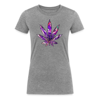 Load image into Gallery viewer, Kaleidoscope Purple Leaf: Organic Tri-Blend Multicolor Cannabis Tee (Women&#39;s Fit) - heather gray
