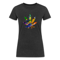 Load image into Gallery viewer, Kaleidoscope Rainbow Leaf: Organic Tri-Blend Multicolor Cannabis Tee (Women&#39;s Fit) - heather black
