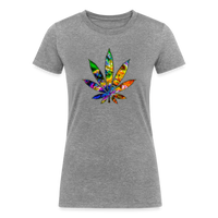 Load image into Gallery viewer, Kaleidoscope Rainbow Leaf: Organic Tri-Blend Multicolor Cannabis Tee (Women&#39;s Fit) - heather gray
