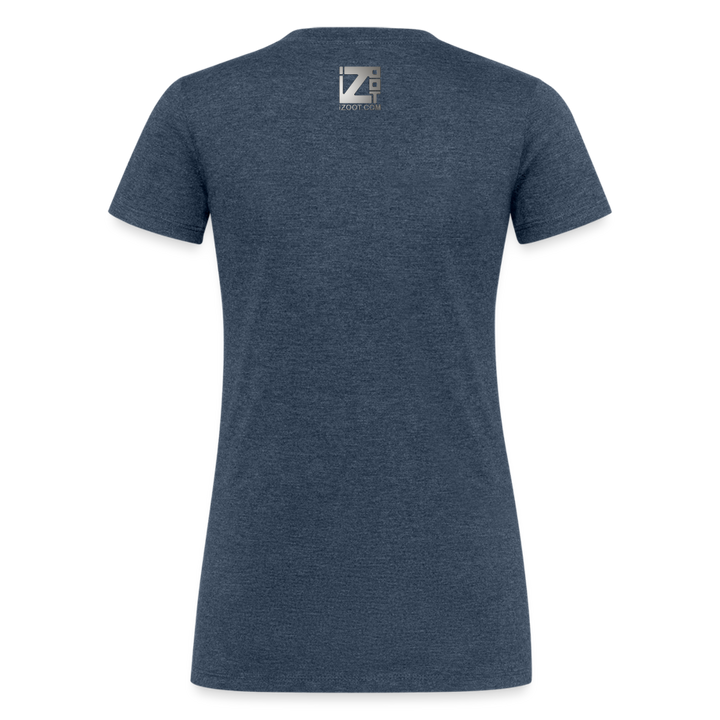 Kaleidoscope Green Leaf: Organic Tri-Blend Multicolor Cannabis Tee (Women's Fit) - heather navy