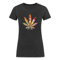 Load image into Gallery viewer, Kaleidoscope Red Leaf: Organic Tri-Blend Multicolor Cannabis Tee (Women&#39;s Fit) - heather black
