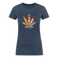 Load image into Gallery viewer, Kaleidoscope Red Leaf: Organic Tri-Blend Multicolor Cannabis Tee (Women&#39;s Fit) - heather navy
