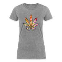 Load image into Gallery viewer, Kaleidoscope Red Leaf: Organic Tri-Blend Multicolor Cannabis Tee (Women&#39;s Fit) - heather gray

