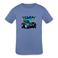 Load image into Gallery viewer, Monster Truck Mania: Tri-Blend Turbo Tee for Kids - heather blue
