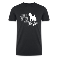 Load image into Gallery viewer, &quot;Westie Wonderland: Life is Better&quot; Mens Tri-Blend Organic T-Shirt - heather black

