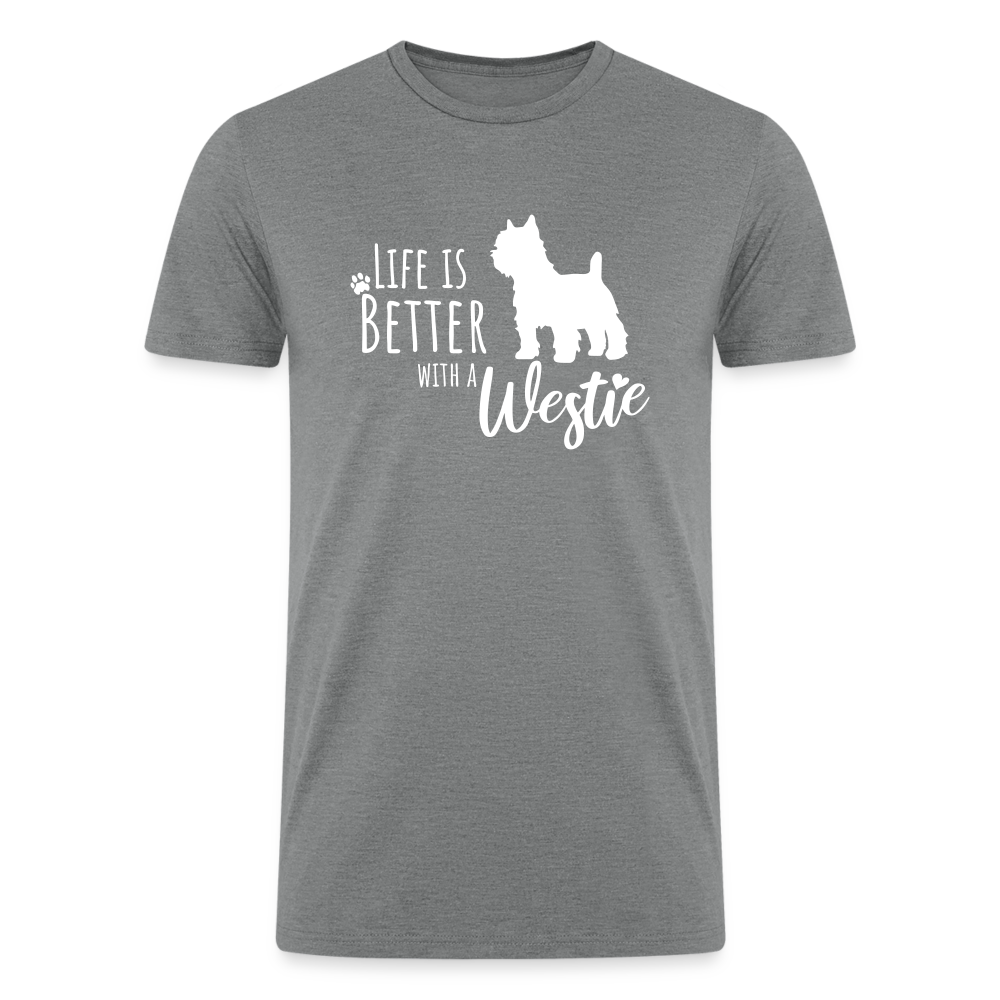 "Westie Wonderland: Life is Better" Mens Tri-Blend Organic T-Shirt - heather gray