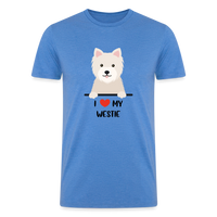 Load image into Gallery viewer, &quot;Westie Love: Pawsitively Smitten&quot; Tri-Blend Unisex T-Shirt -  heather blue
