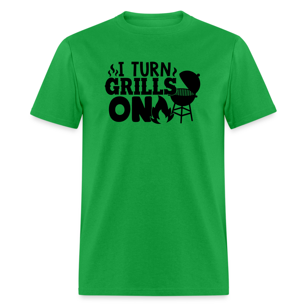 Ignite the Sizzle: I Turn Grills On - Fun BBQ Enthusiast T-Shirt - bright green
