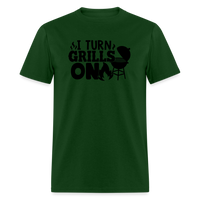 Load image into Gallery viewer, Ignite the Sizzle: I Turn Grills On - Fun BBQ Enthusiast T-Shirt - forest green
